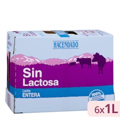 Leche entera sin lactosa Hacendado