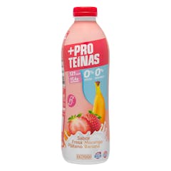 Bebida láctea sabor fresa y plátano +Proteínas Hacendado 0% MG 0% azúcares añadidos 17,4 g proteínas