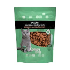 Snacks gato rellenos con salmón y malta Compy