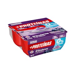 Postre lácteo con arándanos +Proteínas Hacendado 0% MG 10 g proteínas