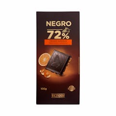 Chocolate negro 72% cacao Hacendado con trozos de naranja
