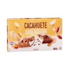Helado barrita sabor cacahuete Hacendado con salsa de caramelo salado