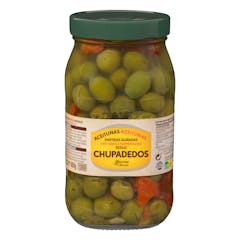 Aceitunas verdes Chupadedos Huerta de Barros partidas aliñadas
