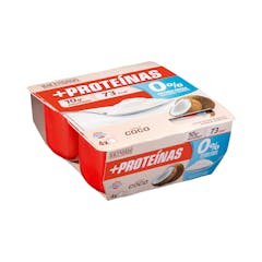 Postre lácteo sabor coco +Proteínas Hacendado 0% MG 10 g proteínas