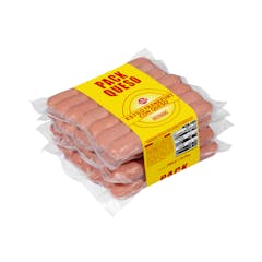 Salchichas cocidas estilo Frankfurt con queso Hacendado de pollo y cerdo sabor ahumado