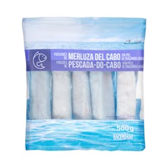 Porciones de merluza del Cabo sin piel Hacendado ultracongeladas