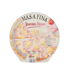 Pizza masa fina jamón Hacendado ultracongelada