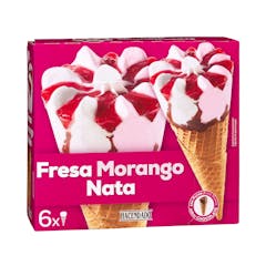Helado cucurucho sabor fresa nata Hacendado