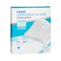 Gasas esterilizadas de algodón 100% hidrófilo Deliplus