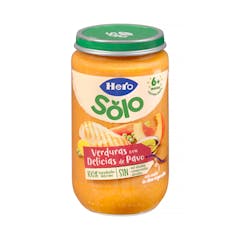 Papilla verduritas con delicias de pavo Hero Solo natur +6 meses