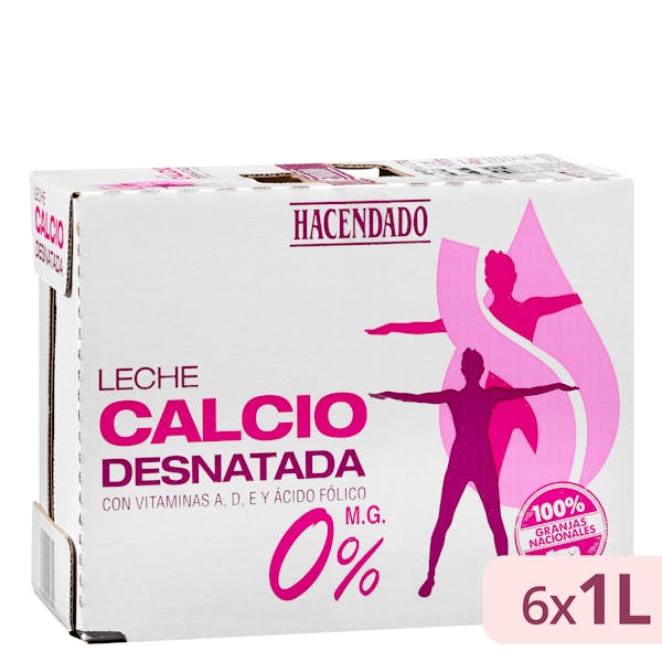 Leche desnatada calcio Hacendado