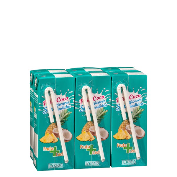 Fruta + leche piña y coco Hacendado sin azúcares añadidos
