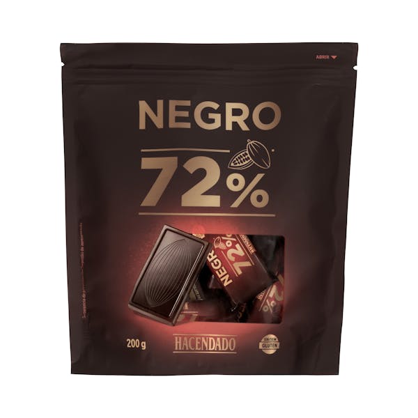 Porciones de chocolate negro 72% cacao extrafino Hacendado
