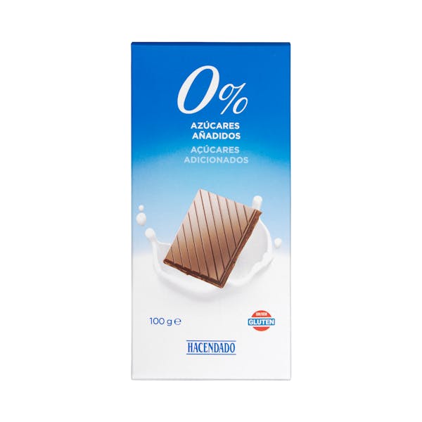 Chocolate extrafino con leche Hacendado 0% azúcares añadidos