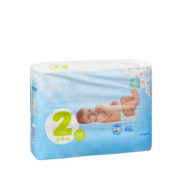 Pañales bebé talla 2 Deliplus de 3-6 kg