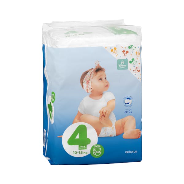 Pañales bebé talla 4 Deliplus de 10-15 kg