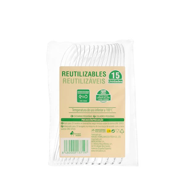 Cucharas postre de plástico Bosque Verde reutilizables