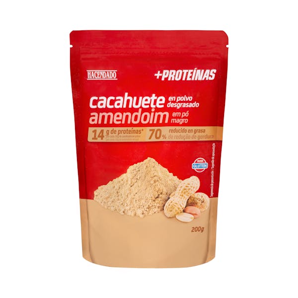 Cacahuete +Proteínas en polvo desgrasado Hacendado 14 g proteínas 70% reducido en grasa