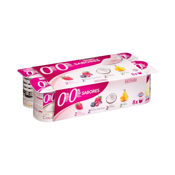 Yogur sabores Hacendado 0% MG 0% azúcares añadidos