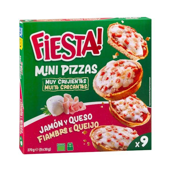 Mini pizzas jamón y queso Fiesta ultracongeladas
