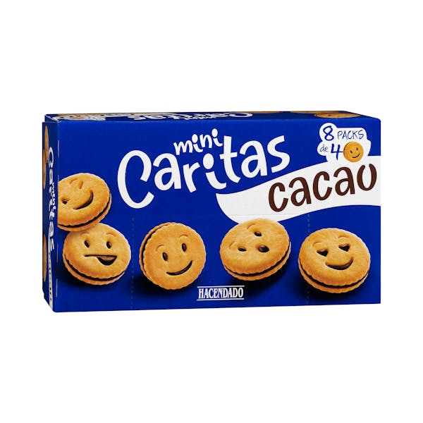 Mini galletas caritas Hacendado con crema de cacao