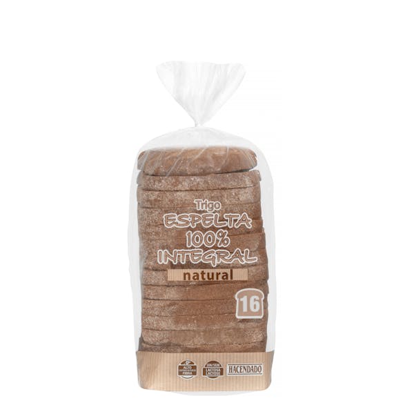 Pan de molde espelta 100% integral Hacendado natural