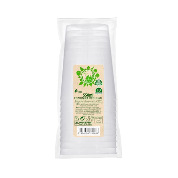 Vasos grandes de plástico Bosque Verde reutilizables
