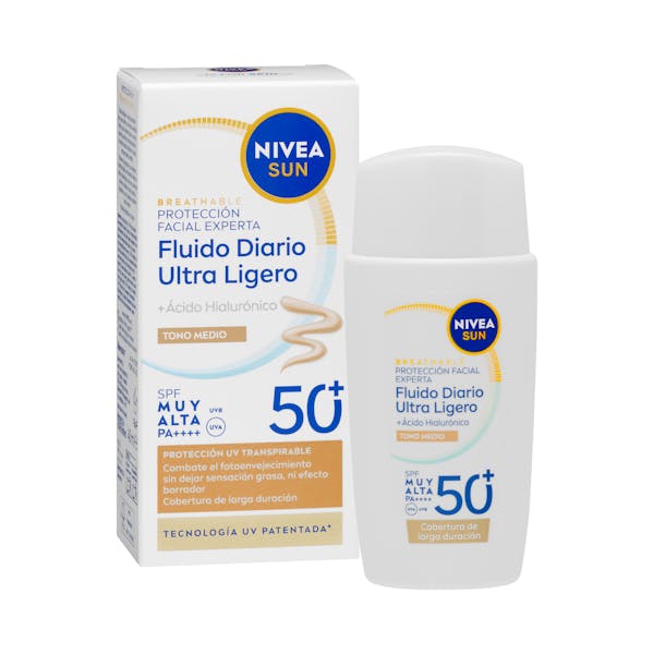 Fluido protección solar facial Nivea tono medio FPS 50+