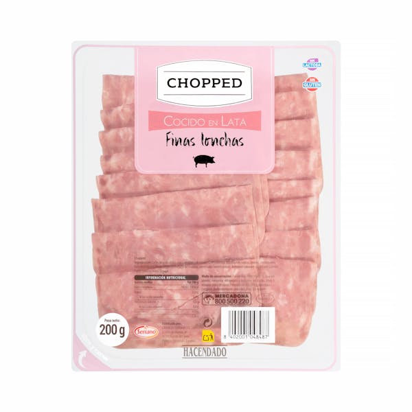 Chopped cocido en lata Hacendado finas lonchas