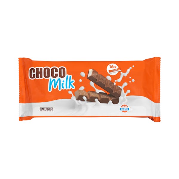Barritas de chocolate con leche Hacendado rellenas de leche