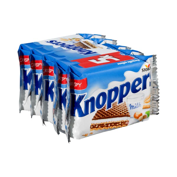 Barquillos de cacao rellenos con crema de leche y de avellanas Knoppers