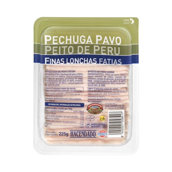 Pechuga de pavo Hacendado finas lonchas