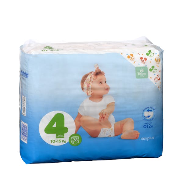 Pañales bebé talla 4 Deliplus de 10-15 kg