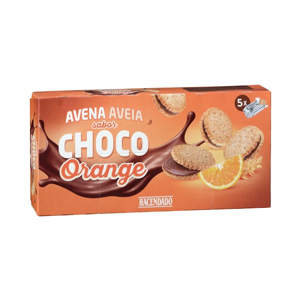 Galletas con avena sabor Choco Orange con relleno de crema de chocolate Hacendado