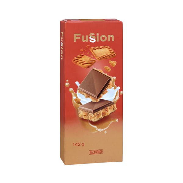 Chocolate con leche Fussion Hacendado relleno de galleta caramelizada