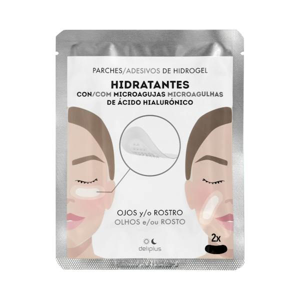 Parches hidrogel para ojos y rostro Hidratantes Deliplus con microagujas de ácido hialurónico