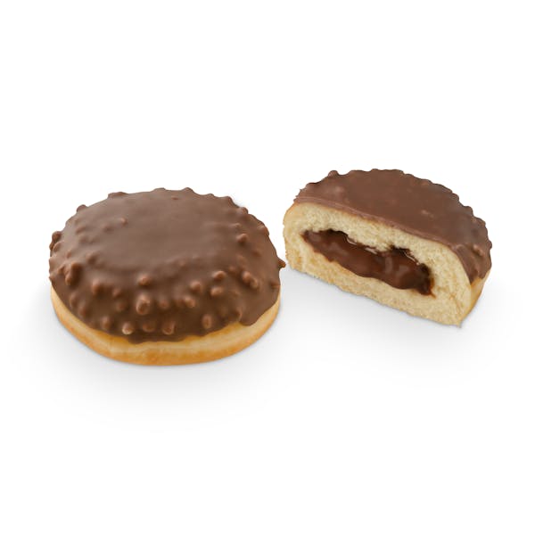 Berlina con cobertura de cacao crunch rellena de crema de cacao