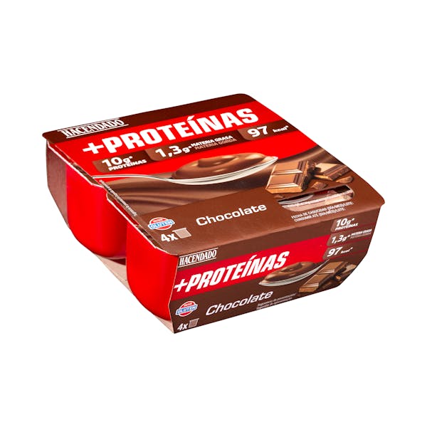 Natillas con chocolate +Proteínas Hacendado 1,3 g MG 10 g proteínas