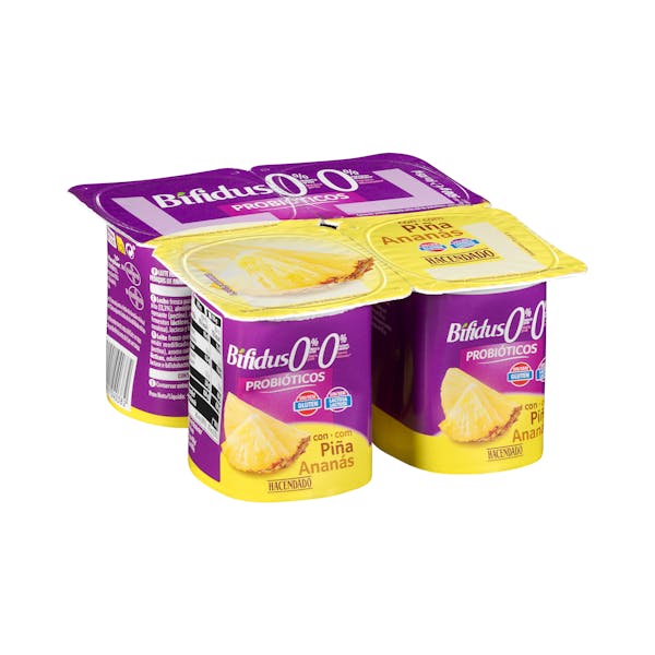 Bífidus con piña probióticos Hacendado 0% MG 0% azúcares añadidos