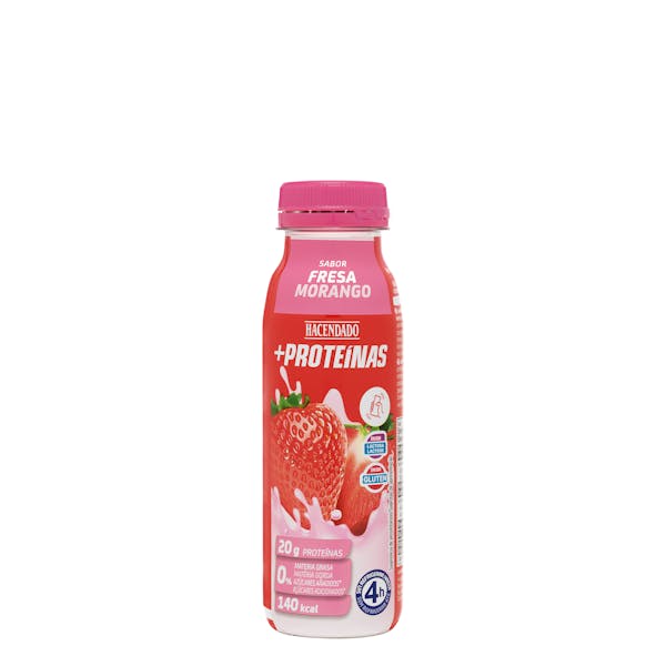Bebida láctea sabor fresa +Proteínas Hacendado 0% MG 20 g proteínas