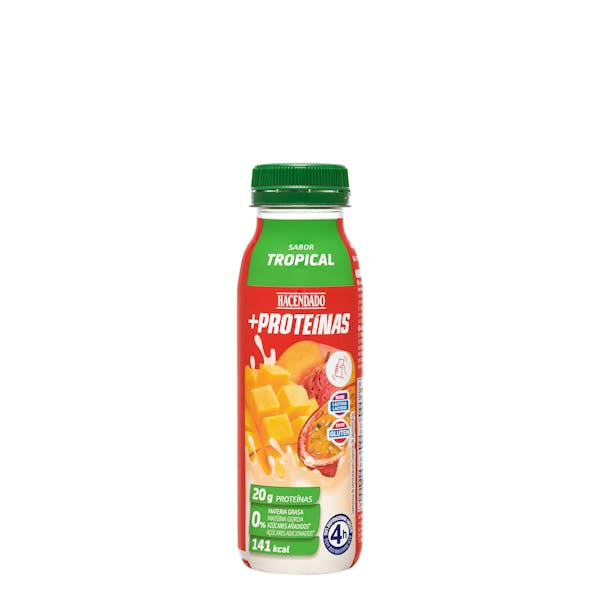 Bebida láctea sabor tropical +Proteínas Hacendado 0% MG 20 g proteínas