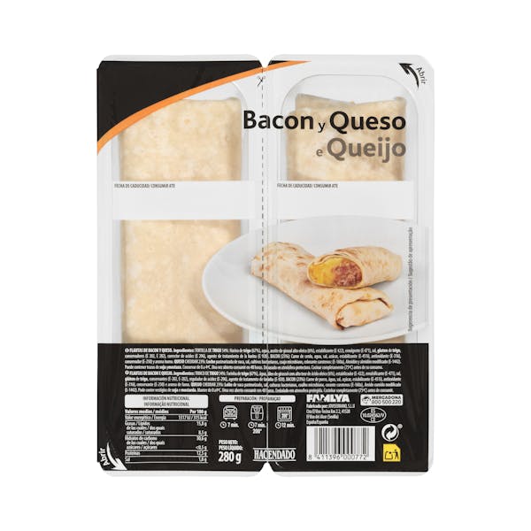 Flautas de bacón y queso