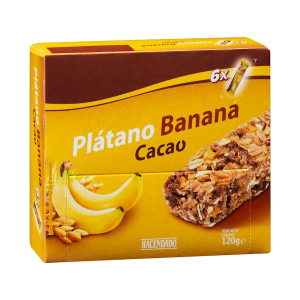 Barritas de cereales plátano y cacao Hacendado