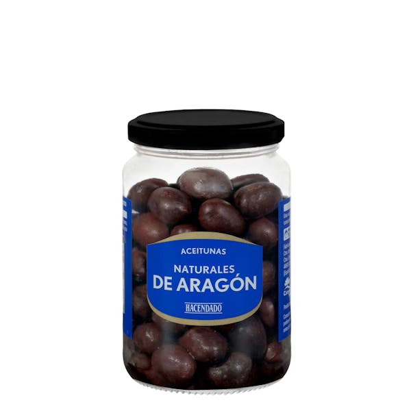 Aceitunas negras naturales de Aragón con hueso Hacendado