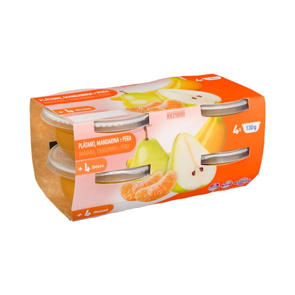 Papilla plátano, mandarina y pera Hacendado +4 meses