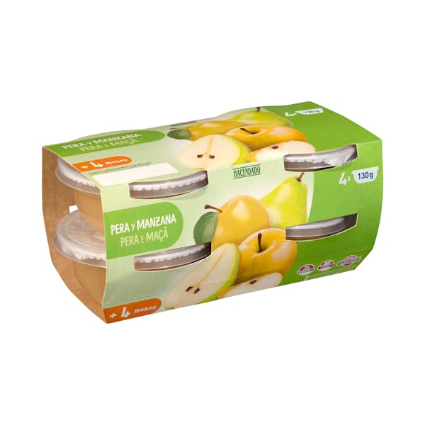 Papilla pera y manzana Hacendado +4 meses