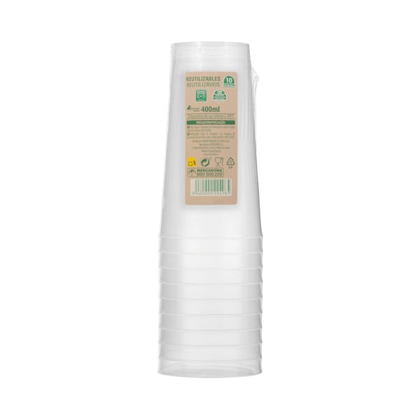 Vasos medianos de plástico Bosque Verde reutilizables
