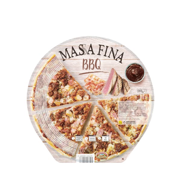 Pizza masa fina Barbacoa Hacendado ultracongelada