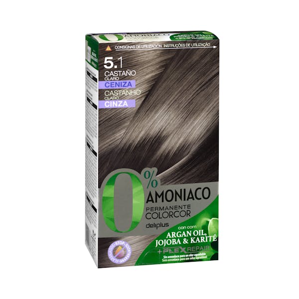 Coloración permanente 0% amoníaco 5.1 castaño claro ceniza Colorcor