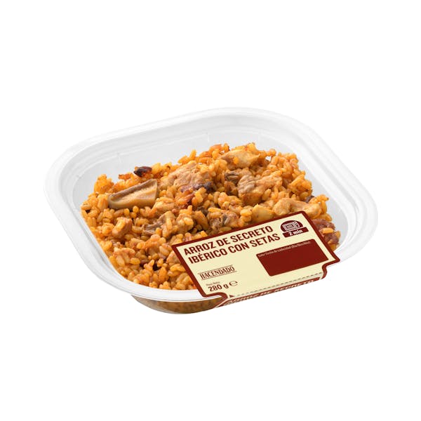 Arroz de secreto ibérico con setas Hacendado